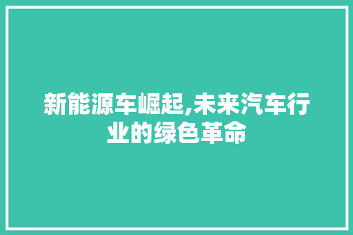 新能源车崛起,未来汽车行业的绿色革命