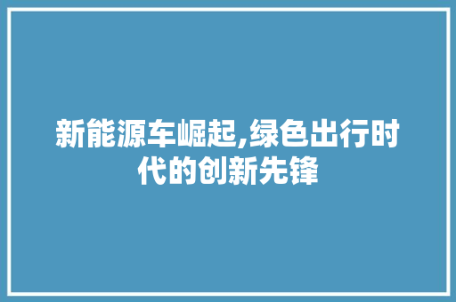 新能源车崛起,绿色出行时代的创新先锋