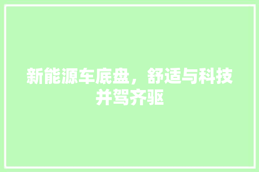 新能源车底盘，舒适与科技并驾齐驱