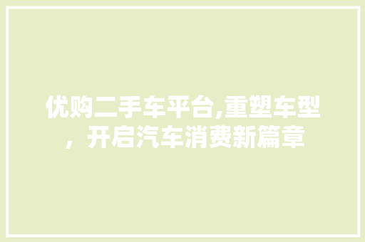 优购二手车平台,重塑车型，开启汽车消费新篇章