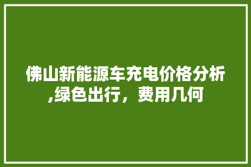 佛山新能源车充电价格分析,绿色出行，费用几何