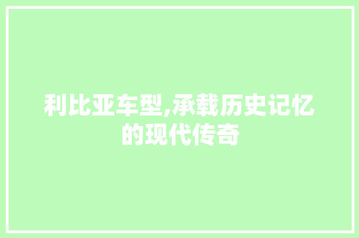 利比亚车型,承载历史记忆的现代传奇 车身配件