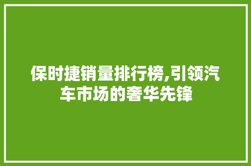 保时捷销量排行榜,引领汽车市场的奢华先锋