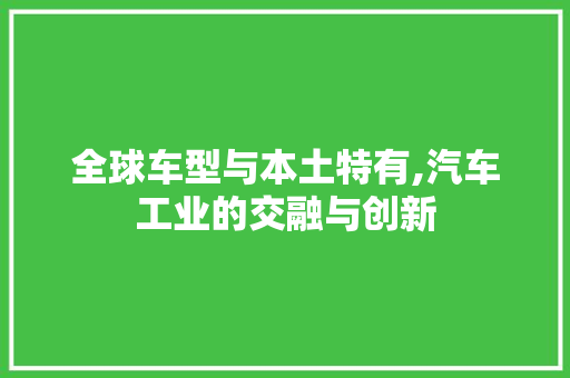 全球车型与本土特有,汽车工业的交融与创新