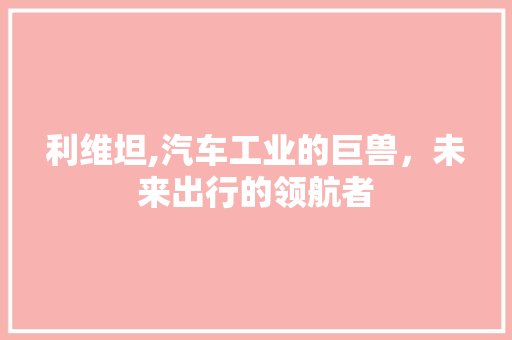 利维坦,汽车工业的巨兽，未来出行的领航者
