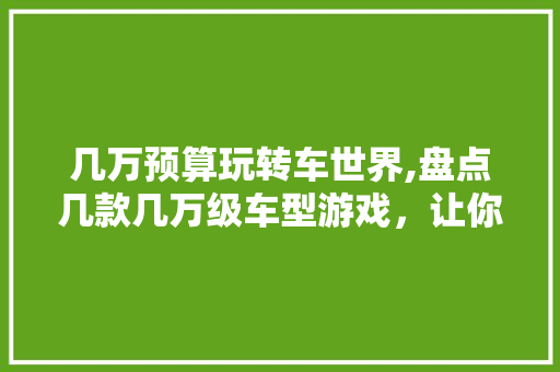 几万预算玩转车世界,盘点几款几万级车型游戏，让你感受真实驾驶乐趣