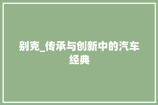 别克_传承与创新中的汽车经典 蓄电池配件