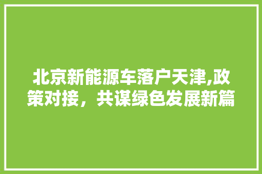 北京新能源车落户天津,政策对接，共谋绿色发展新篇章