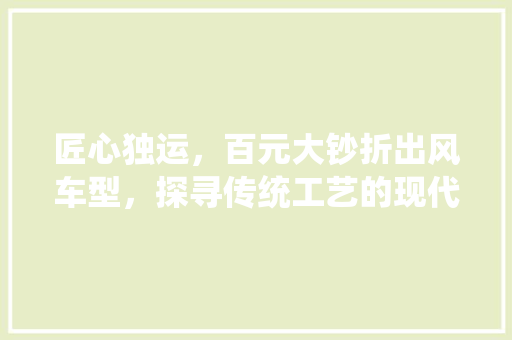 匠心独运，百元大钞折出风车型，探寻传统工艺的现代传承