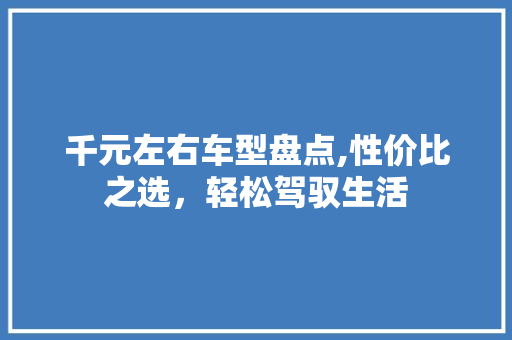 千元左右车型盘点,性价比之选，轻松驾驭生活