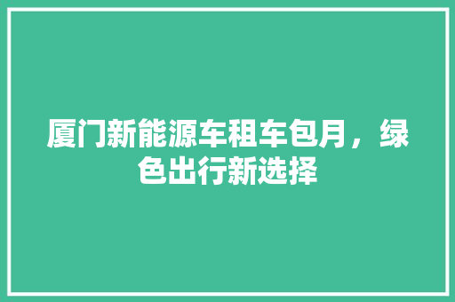 厦门新能源车租车包月，绿色出行新选择