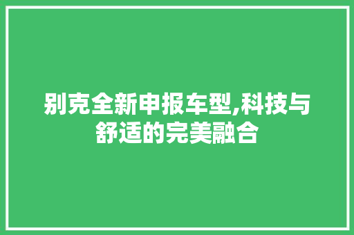 别克全新申报车型,科技与舒适的完美融合 新款车型