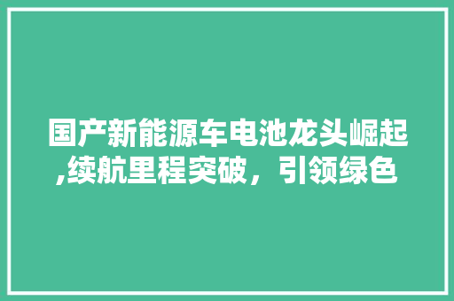 国产新能源车电池龙头崛起,续航里程突破，引领绿色出行新时代