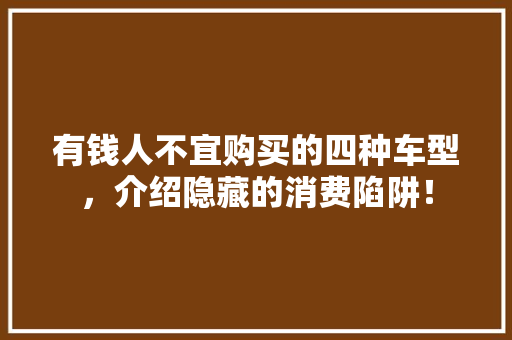 有钱人不宜购买的四种车型，介绍隐藏的消费陷阱！