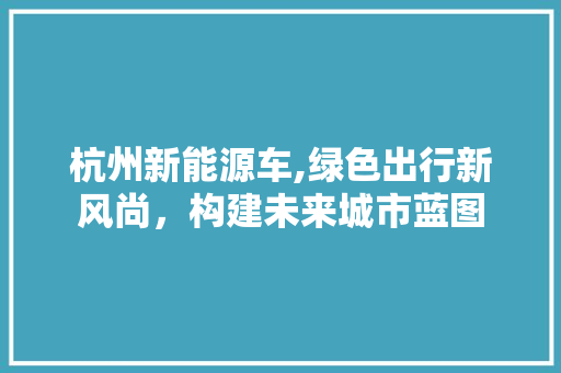 杭州新能源车,绿色出行新风尚，构建未来城市蓝图