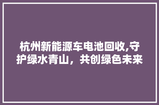 杭州新能源车电池回收,守护绿水青山，共创绿色未来 新能源汽车
