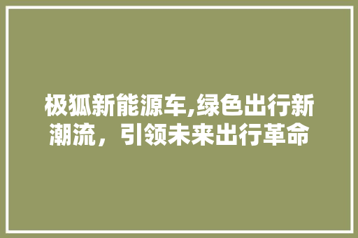 极狐新能源车,绿色出行新潮流，引领未来出行革命