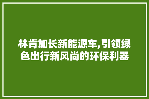 林肯加长新能源车,引领绿色出行新风尚的环保利器