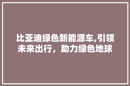 比亚迪绿色新能源车,引领未来出行，助力绿色地球 车身配件
