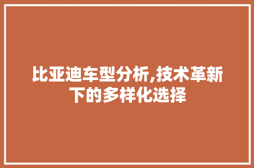 比亚迪车型分析,技术革新下的多样化选择 变速箱配件