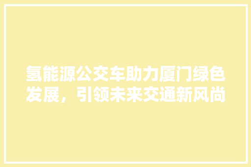 氢能源公交车助力厦门绿色发展，引领未来交通新风尚