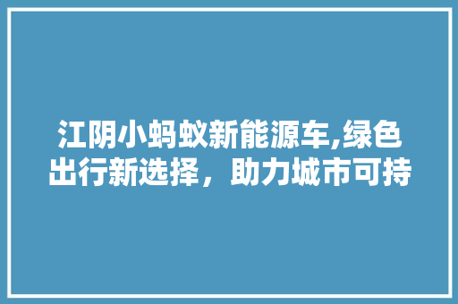 江阴小蚂蚁新能源车,绿色出行新选择，助力城市可持续发展