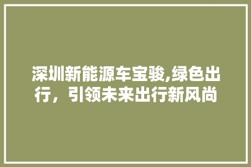 深圳新能源车宝骏,绿色出行，引领未来出行新风尚 新能源汽车
