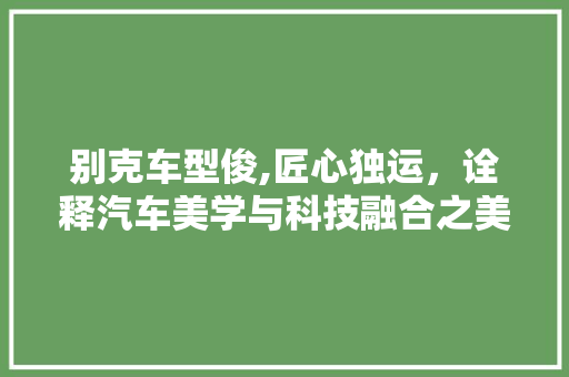 别克车型俊,匠心独运，诠释汽车美学与科技融合之美 蓄电池配件