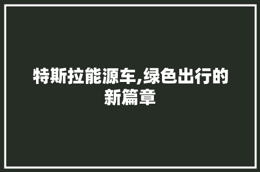 特斯拉能源车,绿色出行的新篇章 底盘配件