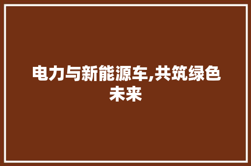 电力与新能源车,共筑绿色未来