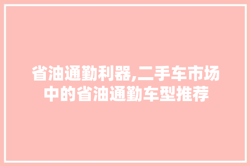 省油通勤利器,二手车市场中的省油通勤车型推荐