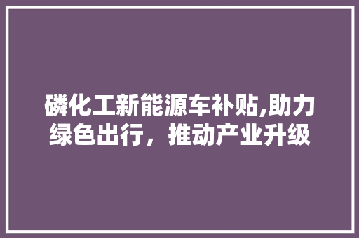 磷化工新能源车补贴,助力绿色出行，推动产业升级