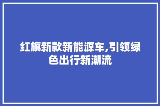 红旗新款新能源车,引领绿色出行新潮流