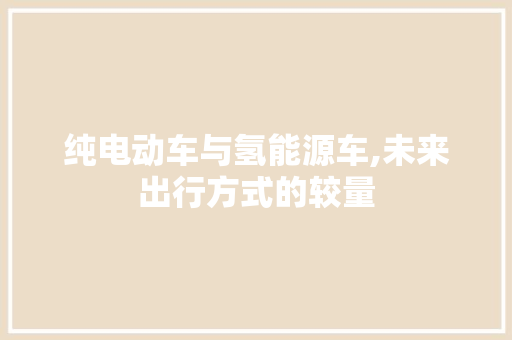 纯电动车与氢能源车,未来出行方式的较量