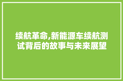 续航革命,新能源车续航测试背后的故事与未来展望