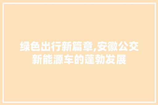 绿色出行新篇章,安徽公交新能源车的蓬勃发展