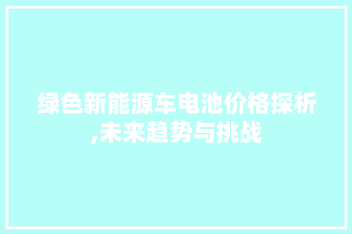 绿色新能源车电池价格探析,未来趋势与挑战