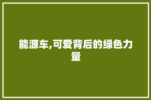 能源车,可爱背后的绿色力量