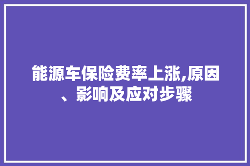 能源车保险费率上涨,原因、影响及应对步骤 变速箱配件