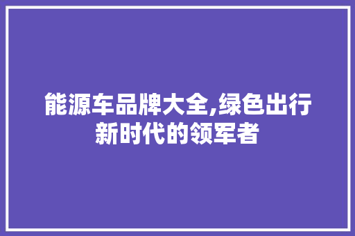 能源车品牌大全,绿色出行新时代的领军者