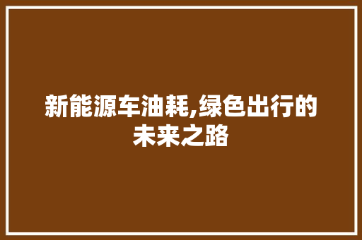 新能源车油耗,绿色出行的未来之路 底盘配件