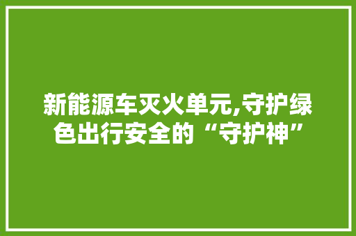 新能源车灭火单元,守护绿色出行安全的“守护神”