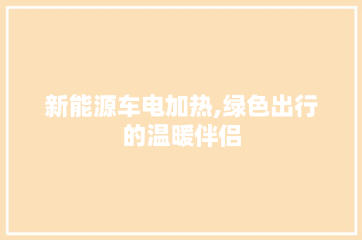 新能源车电加热,绿色出行的温暖伴侣