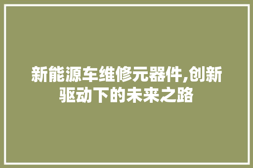 新能源车维修元器件,创新驱动下的未来之路