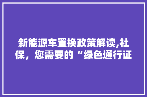 新能源车置换政策解读,社保，您需要的“绿色通行证”