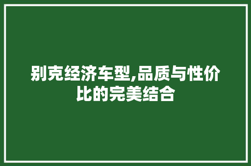 别克经济车型,品质与性价比的完美结合