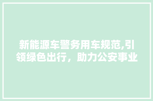 新能源车警务用车规范,引领绿色出行，助力公安事业