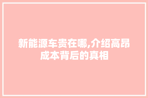 新能源车贵在哪,介绍高昂成本背后的真相
