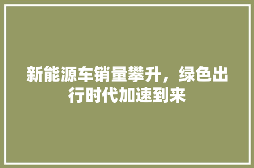 新能源车销量攀升，绿色出行时代加速到来