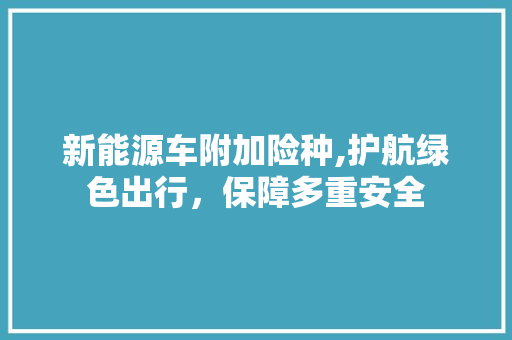 新能源车附加险种,护航绿色出行，保障多重安全